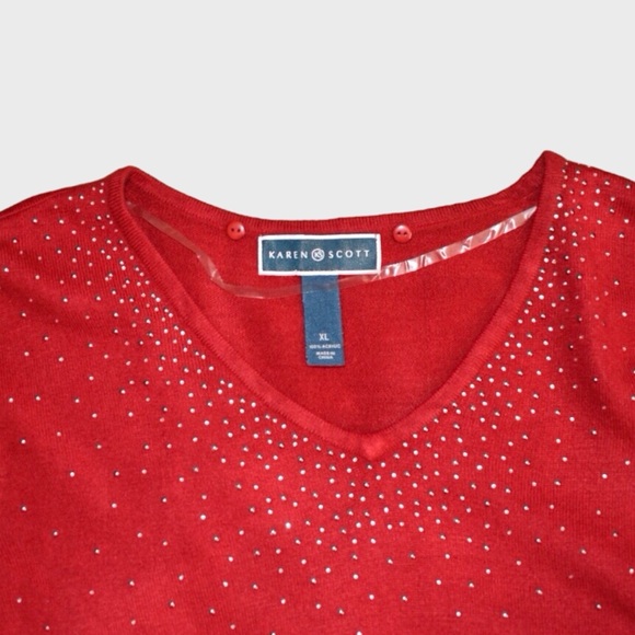 Karen Scott Sparkle Rhinestone Sweater - Picture 6 of 6